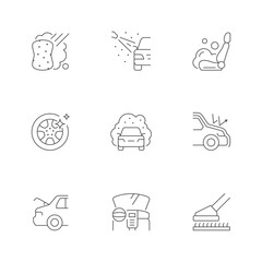 Set line icons of car detailing