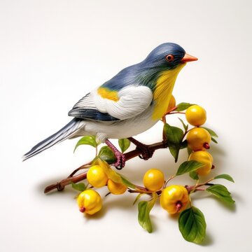 Tropical parula bird isolated on white background.