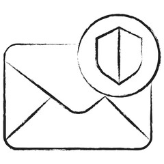 Hand drawn Mail Protection Shield icon