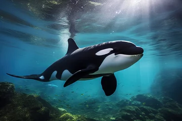Crédence de cuisine en verre imprimé Orca Orca whale underwater footage