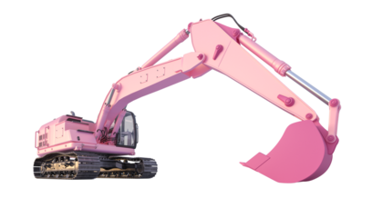 pink  excavator on a white background.