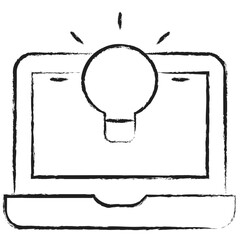 Hand drawn Laptop Idea bulb icon