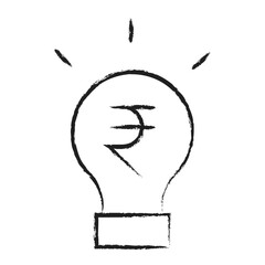 Hand drawn Rupees Idea bulb icon