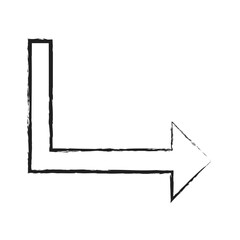 Hand drawn Turn Down Right arrow icon