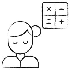 Hand drawn Maths Student woman icon
