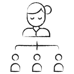 Hand drawn Woman teacher and student icon