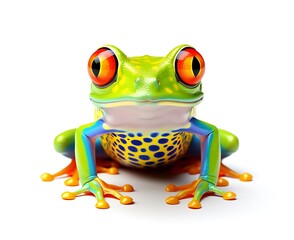 illustration of funny frog on white background 