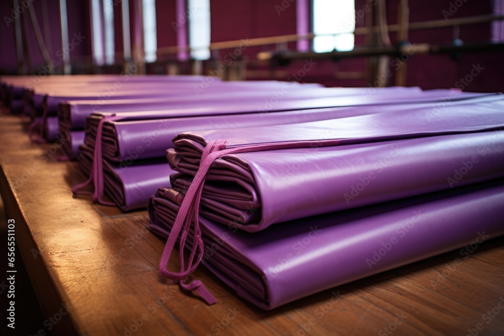 Sticker image of a row of purple pilates mats