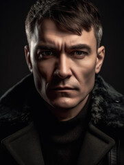 Obraz premium Portrait of a man in a black coat.