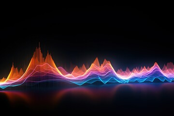 Waveform made of radiant neon streaks representing dynamic data transfer in a dark space
