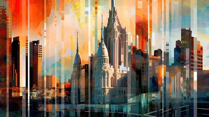 Panoramic view of New York City skyline. Vector illustration.