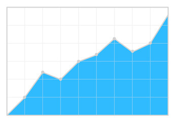 Business growth line chart with fill and grid background for presentation