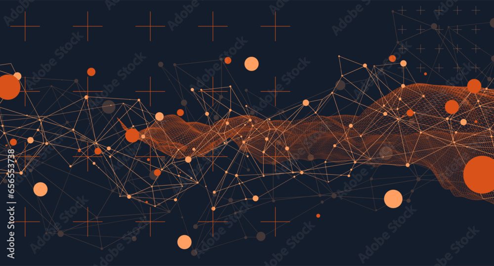 Leinwandbilder Wireframe background with plexus effect. Futuristic  illustration.