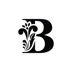 letter B. flower letters. Vintage ornament initial Alphabet. Logo vector	
