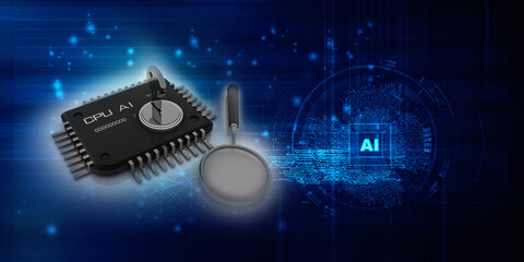 3d rendering key protected microchips near lens
