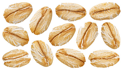 Oat flakes isolated on white background