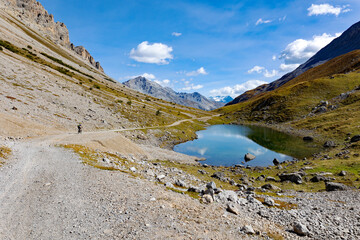 excursion with mountain bike in Alpisella Valley in Bormio in Valtellina, Italy - 656557528