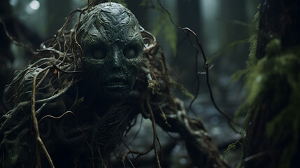 cinematic shot, closeup shot, alien ivy on forest floor, overcast lighting