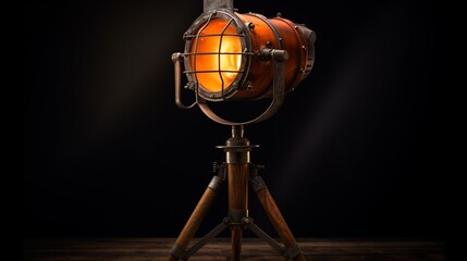 Fototapeta na wymiar Vintage industrial lamp or reflector for theater or.Generative AI