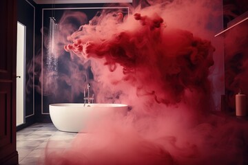 Abstract image of a modern bathroom with steam distortion effect