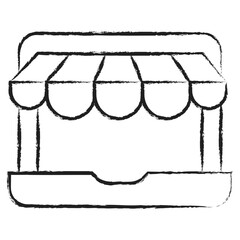 Hand drawn Laptop store icon