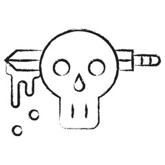 Hand drawn Skull Head Knife icon
