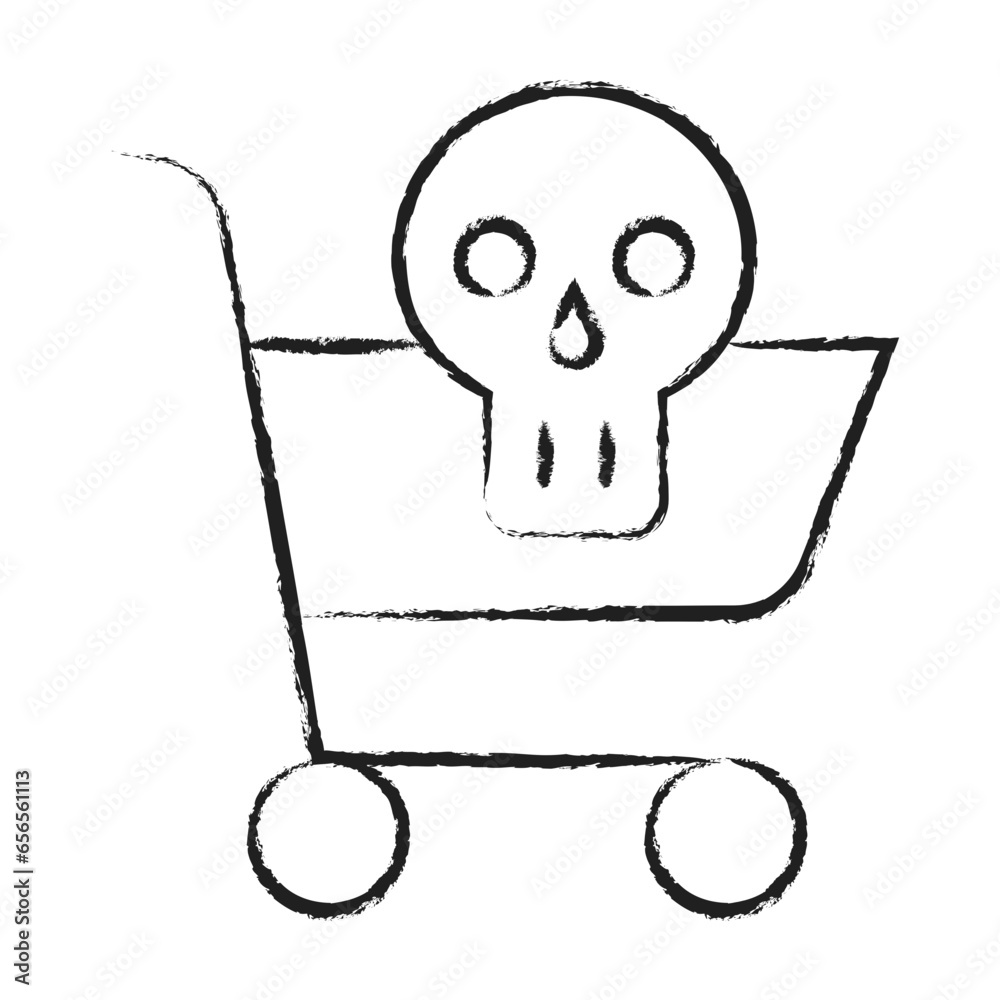 Sticker hand drawn shopping bag icon