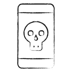 Hand drawn Skull Phone icon