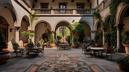 Courtyard of a villa in the city of Palermo, Sicily