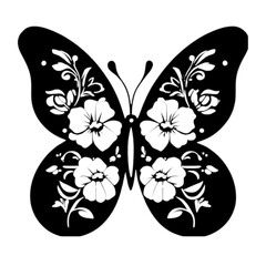 Black stencil of a beautiful butterfly. AI-Generated.