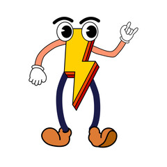 Bolt lightning Cartoon funny retro comic Christmas character, gloved hands