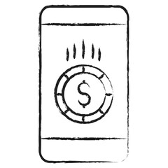 Hand drawn Dollar Mobile Banking icon