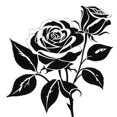 Stencil black metal of beautiful roses with leaves decorations on a white background. AI-Generated.