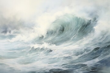 Obraz premium Detailed watercolor texture of the frothy sea during a storm