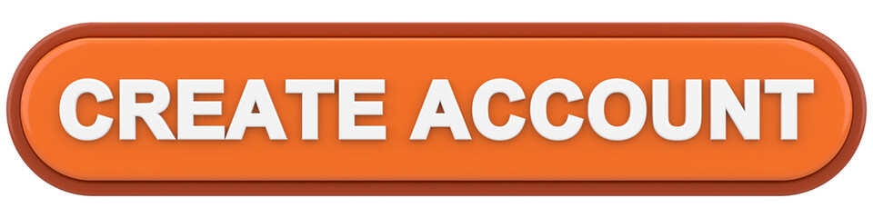 Create account button. 3D illustration.