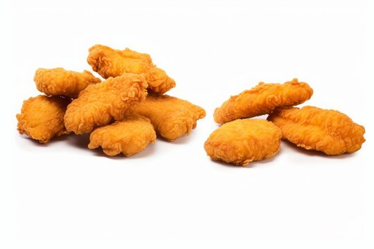 fried chicken nuggets on white background, Generative AI