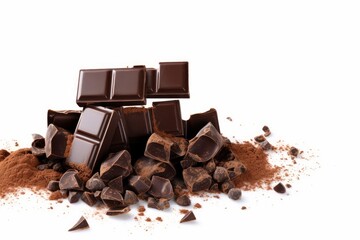 chocolate on background white, Generative AI