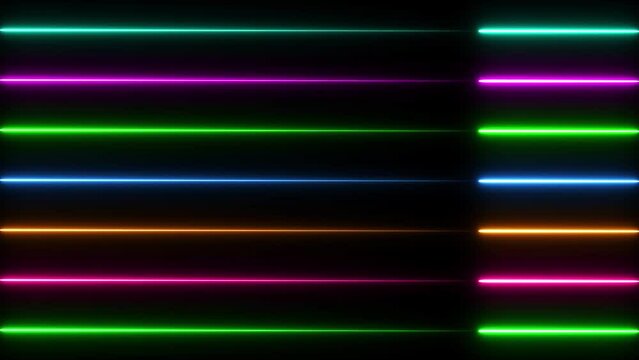Abstract colorful neon line moving background animation.