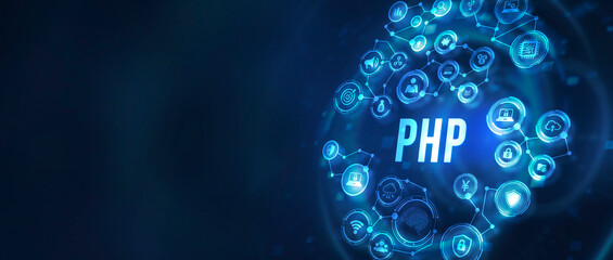 Internet, business, Technology and network concept. PHP abbreviation. Modern technology concept. 3d illustration