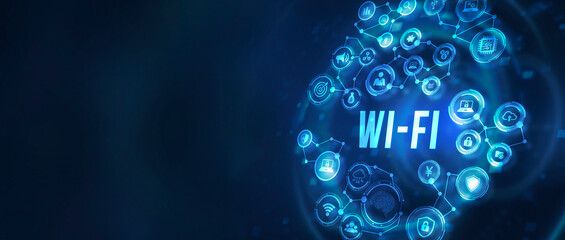 Internet, business, Technology and network concept. Global Wi-Fi wireless internet technology concept. 3d illustration