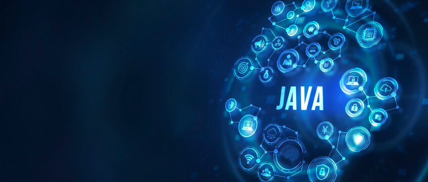 Internet, business, Technology and network concept. Software, web development, programming concept. Programming languages java and program. Software development. 3d illustration