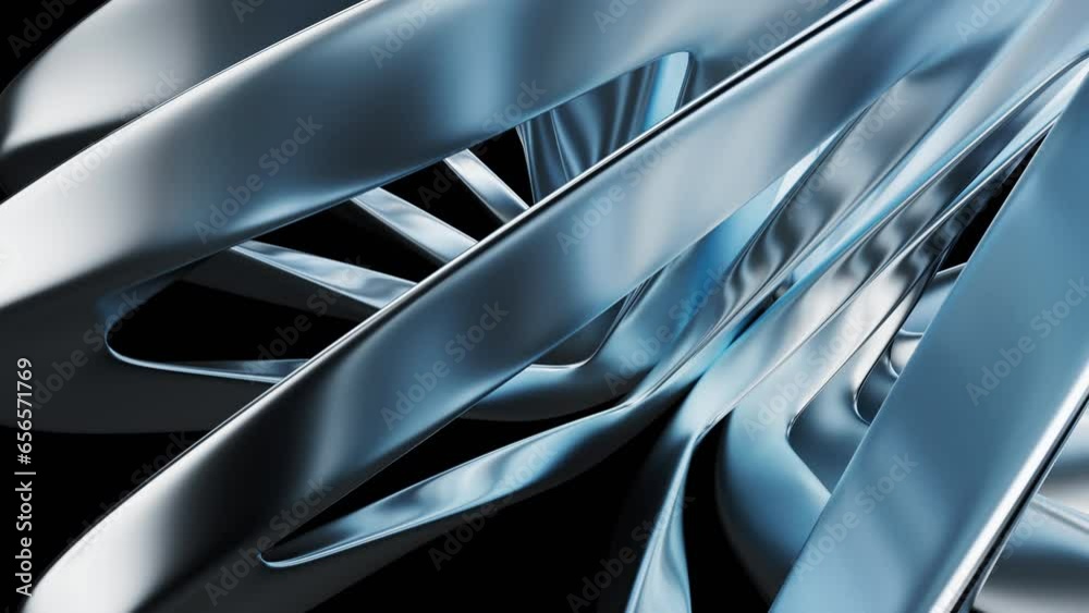 Poster metallic curve geometry background, 3d rendering.