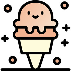 ice cream pastel color doodle icon cartoon style