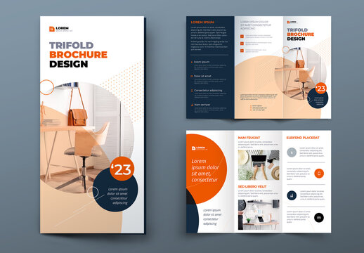 Trifold Brochure Layout Color flat Circle Elements