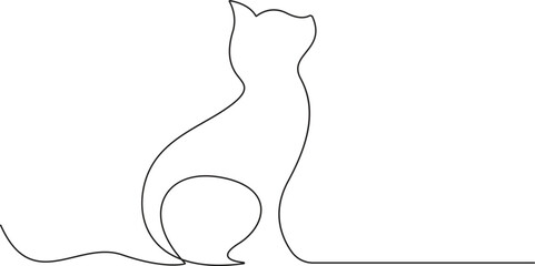 Continuous one line cat design silhouette. Hand drawn minimalism style vector illustration. Pro vector.