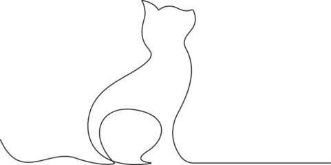 Cercles muraux Une ligne Continuous one line cat design silhouette. Hand drawn minimalism style vector illustration. Pro vector.