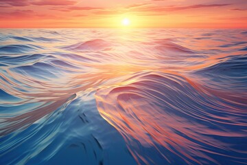 Ripple waves on water lit by sunset, forming gradient colors