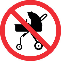 No Baby stroller sign. Forbidden signs and symbols.