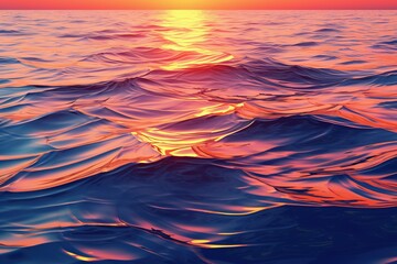 Ripple waves on water lit by sunset, forming gradient colors