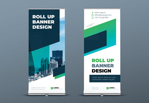 Roll Up Banner Layout with flat Elements